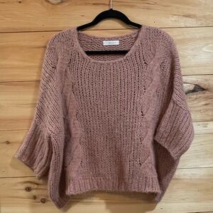 Cobblestone Italian Knitwear Rose Pink Short Sleeve Sweater